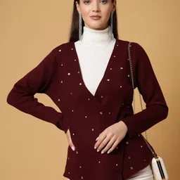 Mafadeny Embellished Button Shrug-31