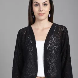 Dressitude Self Design Cotton Open Front Shrug-4