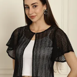 Dressitude Self Designed Cotton Crop Open Shrug Shrug-56