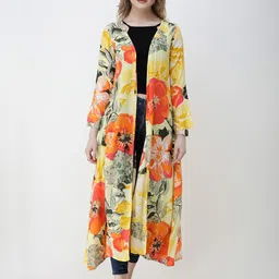 MINOS Floral Printed Longline Open Front Shrug-12