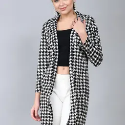 IUGA Women Black & White Checked Longline Shrug-picture-19