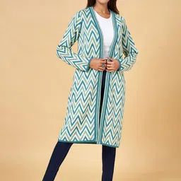 RANGMANCH BY PANTALOONS Self Design Longline Open Front Shrug-picture-47