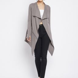 Hypernation Women Grey Cotton Longline Shrug-31