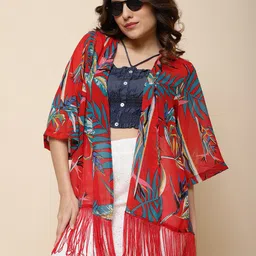 UnaOne Floral Printed Open Front Shrug-14