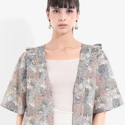 RAREISM Tropical Printed Open Front Shrug-41