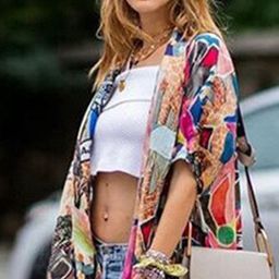 StyleCast Blue Abstract Printed Longline Shrug image 2