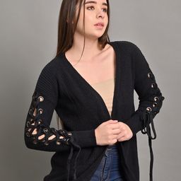 NoBarr Self Design Acrylic Sheer Open Front Shrug image 4