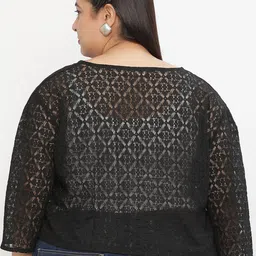 UnaOne Women Self Design Open Front Shrug image 4