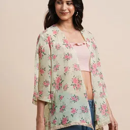 BAPS Floral Printed Open Front Shrug image 5