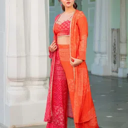 Ambraee Printed Top & Palazzo With Shrug image 4