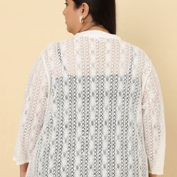 UnaOne Plus Size Self Design Cotton Open Front Shrug image 2