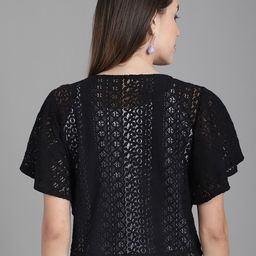 Dressitude Self Design Sheer Cotton Open Front Shrug image 5