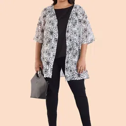 Big Hello - The Plus Life Printed Longline Open Front Shrug image 5