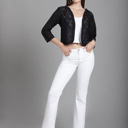 Dressitude Self Design Cotton Open Front Shrug image 5
