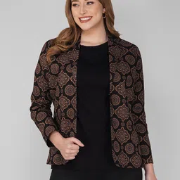 Vastraa Fusion Printed Comfort Fit Pure Cotton Single-Breasted Blazer image 3