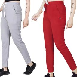Pack of 2 Women Comfort Fit Multicolor Cotton Blend Trousers-image-85