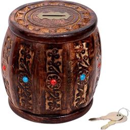 ANTIQUE WOODEN PIGGY BANK/MONEY BANK/COIN BOX (MOTI DHOLAK) Cash Box-image-42