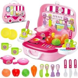 Plastic Luxury Kitchen Cooking Set with Briefcase and Accessories for Kids-image-84
