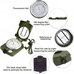 Military Army Metal Sighting High Accuracy Waterproof Compass (Green) Compass-picture-22