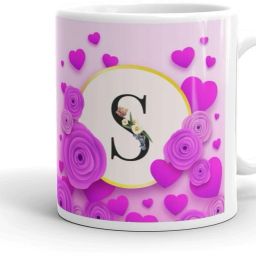 Birthday Gift Beautiful Blue Floral Alphabet Letter S Ceramic Coffee Ceramic Coffee Mug-image-28