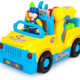 Construction Bulldozer Dump Excavator Take-A-Part Truck with Drill and Tools, Light and Music, Bump and Go Action Toy-image-52