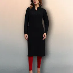 hemlock Women Self Design Wool Straight Kurta-picture-18