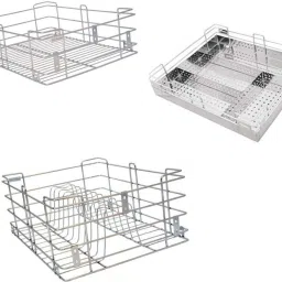 Utensil Kitchen Rack Stainless Steel Modular Kitchen Basket Accessories cabinets Multipurpose drawer 6"plain, 4"cutlery, 8" Thali wired basket(20 Inch Width * 20 Inch Depth) set of 3 Steel-75