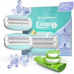 Evior 6 Blade Shaving Razor System for Women with Brush Fingers – Moisturising Band + Razor Cap (Pack of 2 Blades)-14