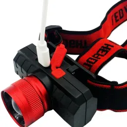 care 4 LED HEADLAMP 102 ZOOMABLE 30W ZOOM light High Power Headlamp Usb Charging High Power head torch (waterproof, with head belt) with zooming function Torch (Black : Rechargeable) Torch image 2
