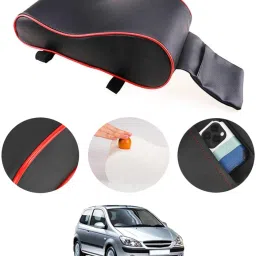 Black With Red Piping Armrest Cover With Phone Holder For Car-114 Car Armrest Cover-image-66