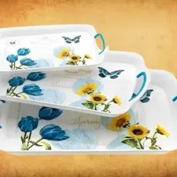 Serving Tray Set of 3 for Tea, Coffee, Cookie For Home, Kitchen, Office (white) Tray-image-77