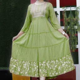 Embroidered Viscose Rayon Stitched Anarkali Gown-image-94