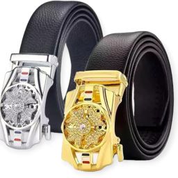 Boys & Girls Casual, Evening, Formal, Party Black, Silver, Gold Genuine Leather Belt-image-2