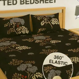 345 TC Microfiber Double Self Design Fitted (Elastic) Bedsheet-image-34