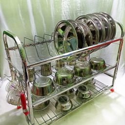 Utensil Kitchen Rack kitchen Rack Stainless Steel Rack 2 Layer for dish ,Plate, Spoon Bartan Rack Steel-image-42