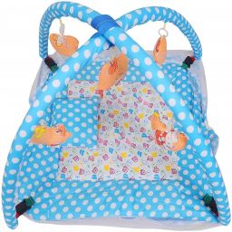 Polyester Infants Washable Soft and Comfortable Cotton Baby Bedding Set with Mosquito Net and Play Gym with Hanging Toys for Baby, 0 to 12 Months (Sky Blue color) Mosquito Net-9
