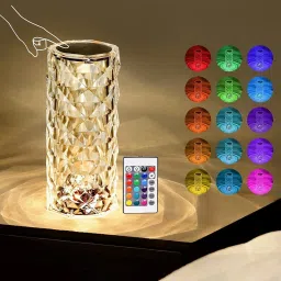 zyrian Crystal Rose Diamond 16 Color RGB Changing Mode_LED_Night_Lights_Table_Lamp Table Lamp image 3