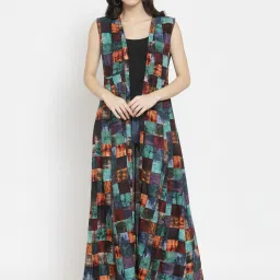 Women Longline Sleeveless Black Shrug-image-91