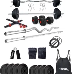 20 kg PVC GYM KIT WITH 3FT CURL, 3FT STRAIGHT ROD AND ACCESSORIES Home Gym Combo-25