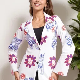Women Printed Tuxedo Style Casual Blazer-image-76