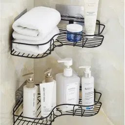 Self-Adhesive Shelf/Storage Organizer for Bathroom and Kitchen Corner PACK OF 2 Iron Wall Shelf-17