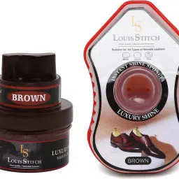 LOUIS STITCH Brown Shoe Shiner and Shoe Cream with Applicator For Leather items (Color_Brown) Leather, Patent Leather, Synthetic Leather Shoe Cream-image-2