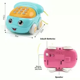 just craft Friction Powered Pull Along Musical Phone Car Toy for Kids image 2
