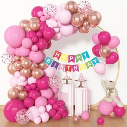 Solid Pink Birthday Party Decoration Kit. Balloon-25