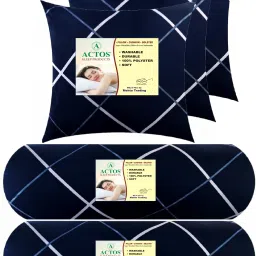3 Cushion 2 bolster Microfibre Geometric Bolster Pack of 5-image-68