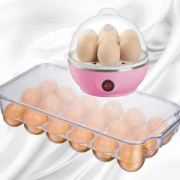 18 Grid Egg Storage & 7 Egg Boiler(Soft, Medium,Hard)For Fast Steaming & Boiling 18 Grid Egg Storage Box Combo With 7 Egg Boiler For Fast Steaming & Boiling_17 Egg Cooker-26