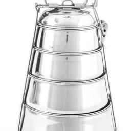 Stainless Steel Pyramid Shape Lunch Box 4 container Food Pack Clip Tiffin 4 Tier 4 Containers Lunch Box-image-30