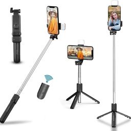 NKKL Perfect Design Selfie Stick Strong With Light, Multi Purpose Use Bluetooth Remote_VR66 Bluetooth Selfie Stick-47