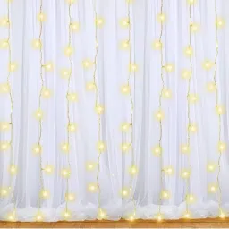 2 Pieces White Decoration Net and 1 Piece Rice Light for Birthday, Anniversary,-14