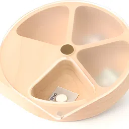 Wooden Rotating Pill Organizer – 4 Compartment Portable Pill Box with Sliding Lid – Minimalist Daily Vitamin Dispenser for Purse & Travel Use Pill Box-24